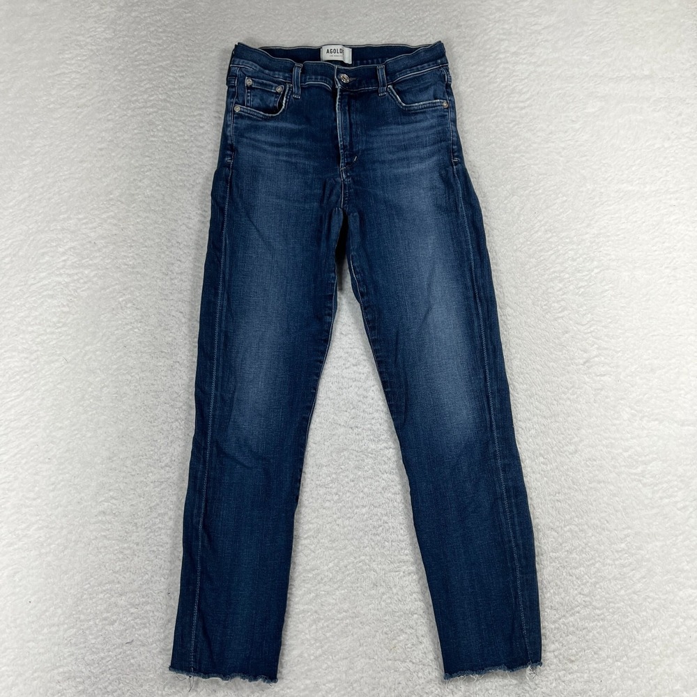 AGOLDE Sophie High Rise Raw Hem Crop Skinny Denim Jean 27 (24.5x25) A018-2022